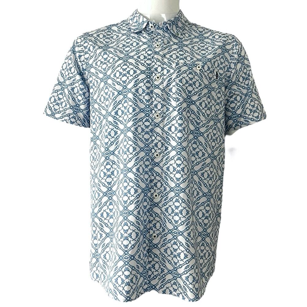 William‎ Murray Shirt Men Size Medium Blue White Rope Nautical Short Sleeve